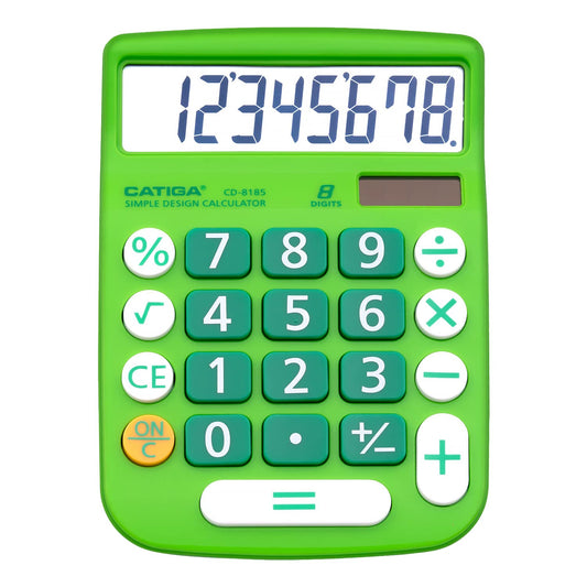 CATIGA Desktop Calculator 8 Digit with Solar Power and Easy to Read LCD Display, Big Buttons, for Home, Office, School, Class and Business, 4 Function