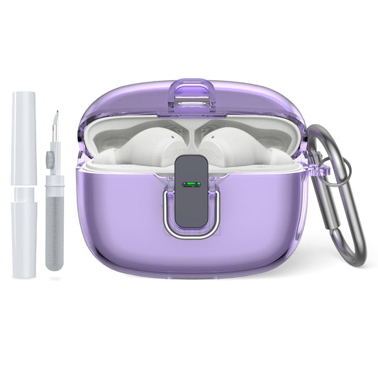 Transparent TPU Protective Cover with Carabiner for JBL Vibe Beam 2 Charging Case, Compatible with JBL Vibe 200TWS/JBL Vibe Beam/Beam 2 Lock Clip Case
