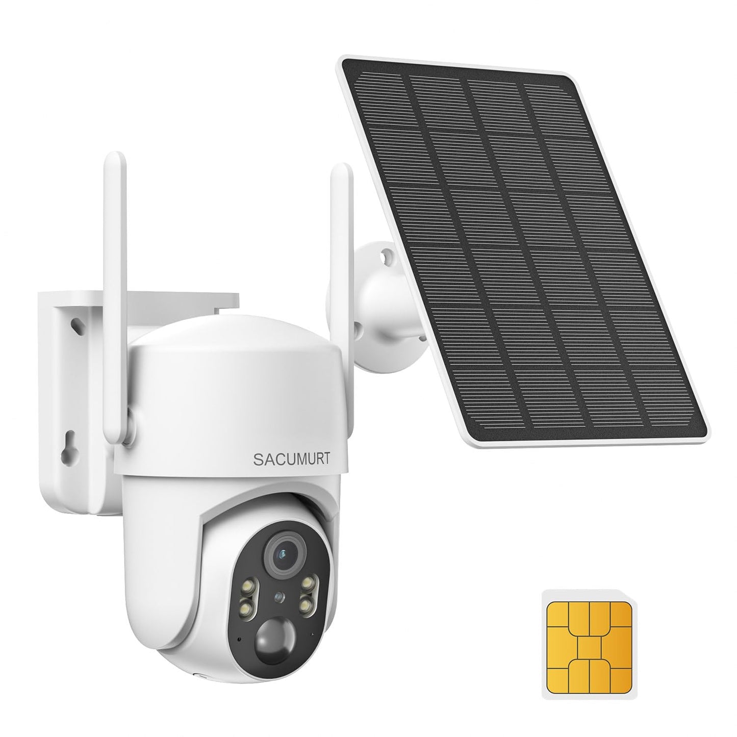 SACUMURT 4G LTE Cellular Security Camera Outdoor Wireless, No WiFi Security Cameras, Solar Camera Outdoor Wireless, 360 PTZ, 2K HD, Motion Detection