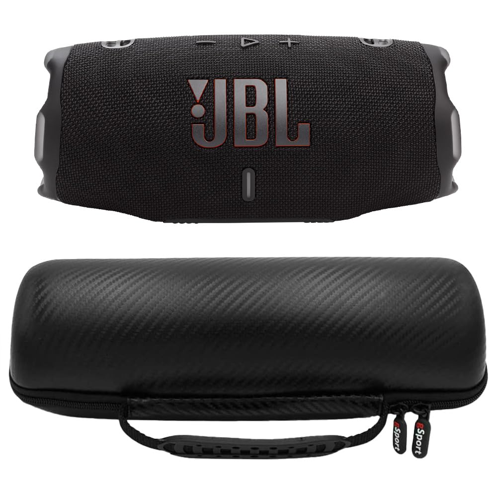 JBL Charge 6 Waterproof Portable Speaker Bundle with gSport Carbon Fiber Case (Black)