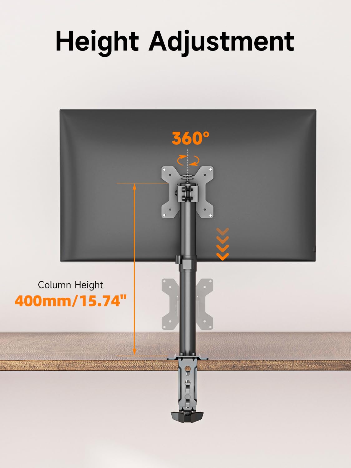 Bracwiser Single Fully Adjustable Monitor Arm Stand Mount Fits One Screen 13-32 inch 22lbs for Monitor Computer Screen 13 15 17 19 20 22 23 24 26 27