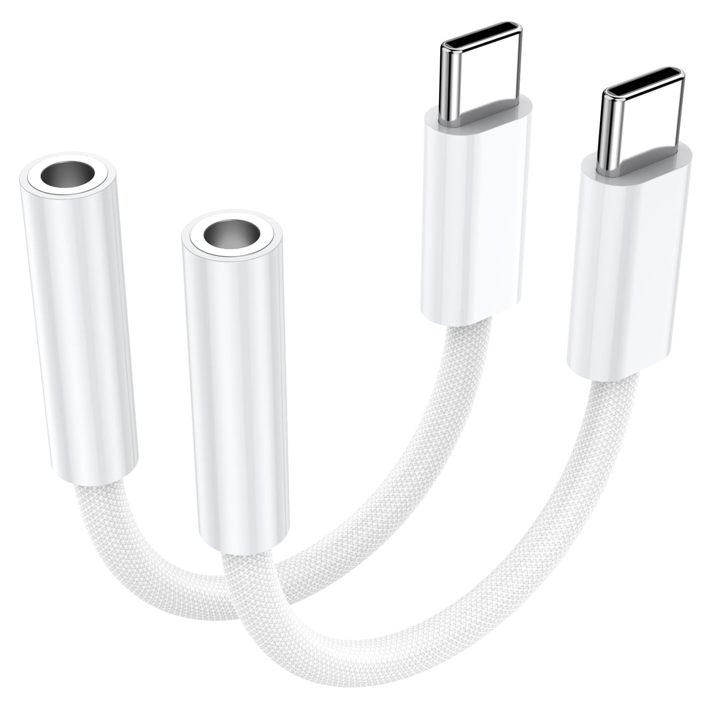 KAYQINHO 2 Pack USB C to 3.5 mm Jack Adapter, 3.5mm 1/8 Inch Aux to USB C Audio Headphone Jack Adapter Compatible with iPhone 17/16/15, iPad Pro