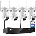 Home Security Camera System Wireless, Triple Lens 2K Security Cameras Wireless Outdoor with 360° Pan & Tilt, Motion Detection, Auto Tracking, 2.4/5GHz