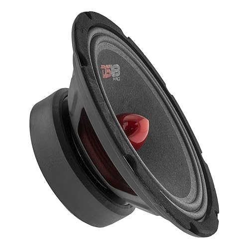 DS18 PRO-GM8B Loudspeaker - 8", Midrange, Red Aluminum Bullet, 580W Max, 190W RMS, 8 Ohms - Premium Quality Audio Door Speakers for Car or Truck