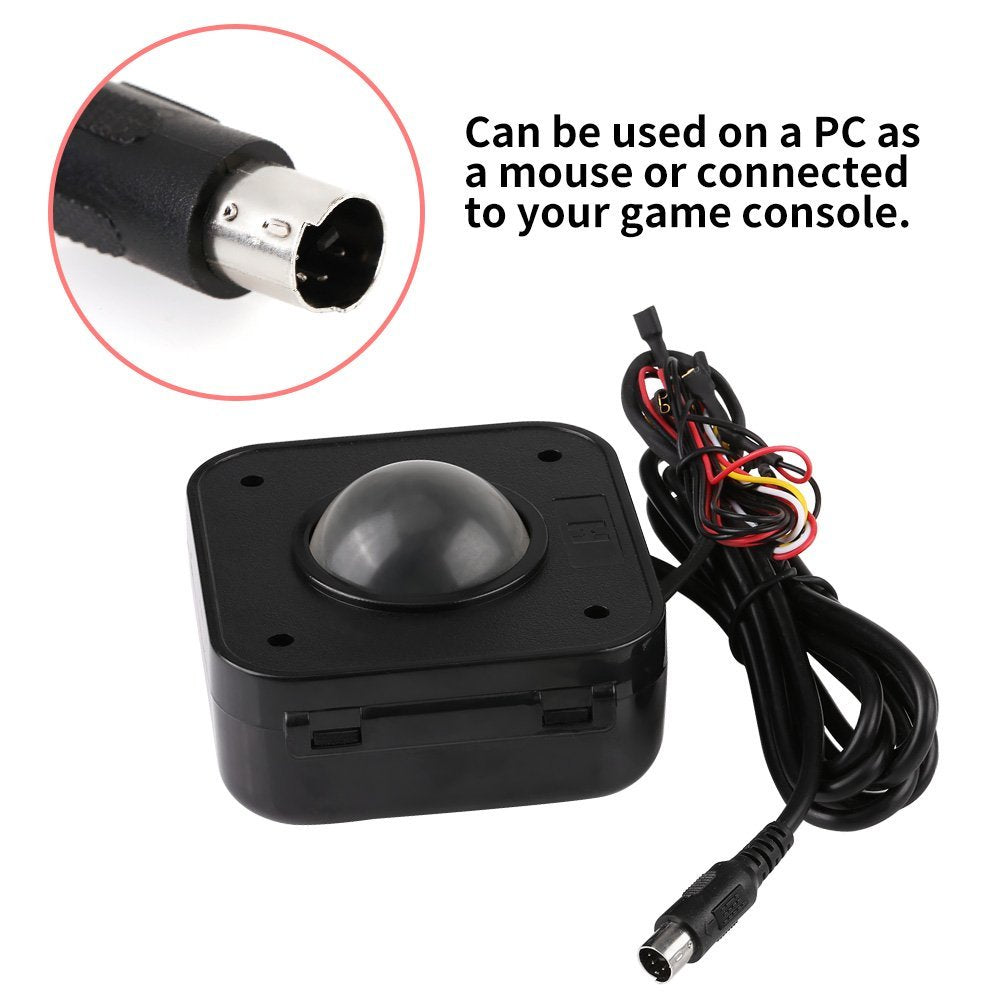 Eujgoov Round LED Trackball 4.5cm Mouse Lighted Illuminated PS/2 PCB Connector Wired Trackball for Arcade Game Machine