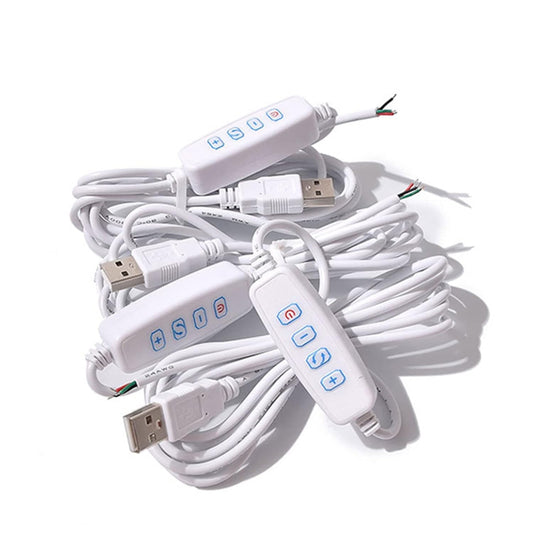1 Pcs White DC5V USB LED Dimmer Extension Cable with On/Off Switch Adapter LED Dimming Controller for LED Light Bulb Lamps USB-Port Power Cable