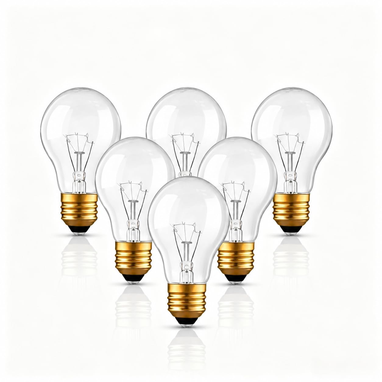 JUNFMLY 60W Incandescent Light Bulbs E26 A19, 3000K Soft Warm White, 6 Pack
