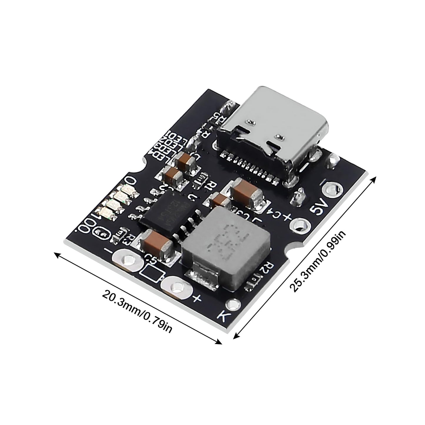 JUZITAO 12PCS USB Type-C 5V 2A Boost Converter Lithium Battery Charging Protection Board Step-Up Power Module LED Display DIY Charger (USB Welded)