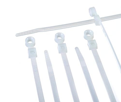 THE CIMPLE CO Nylon Zip Ties - 14 Inch - Wire Mounting Cable Ties - Strong - Indoor and Outdoor Use - Screw Mounting Hole - White (100 Pack)