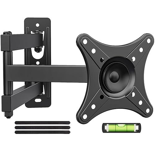 USX MOUNT Full Motion TV Wall Mount - Universal Single Stud Corner Bracket for 13-32 inch TVs, Monitor Wall Mount for LCD Monitor Swivel Tilt Rotation