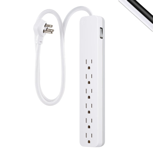 GE Home Electrical 3-Outlet Power Strip, 15 ft Extension Cord, 16 Gauge, Twist-to-Close Safety Outlet, White, 51962 & GE 3-Outlet Power Strip, 9 Ft