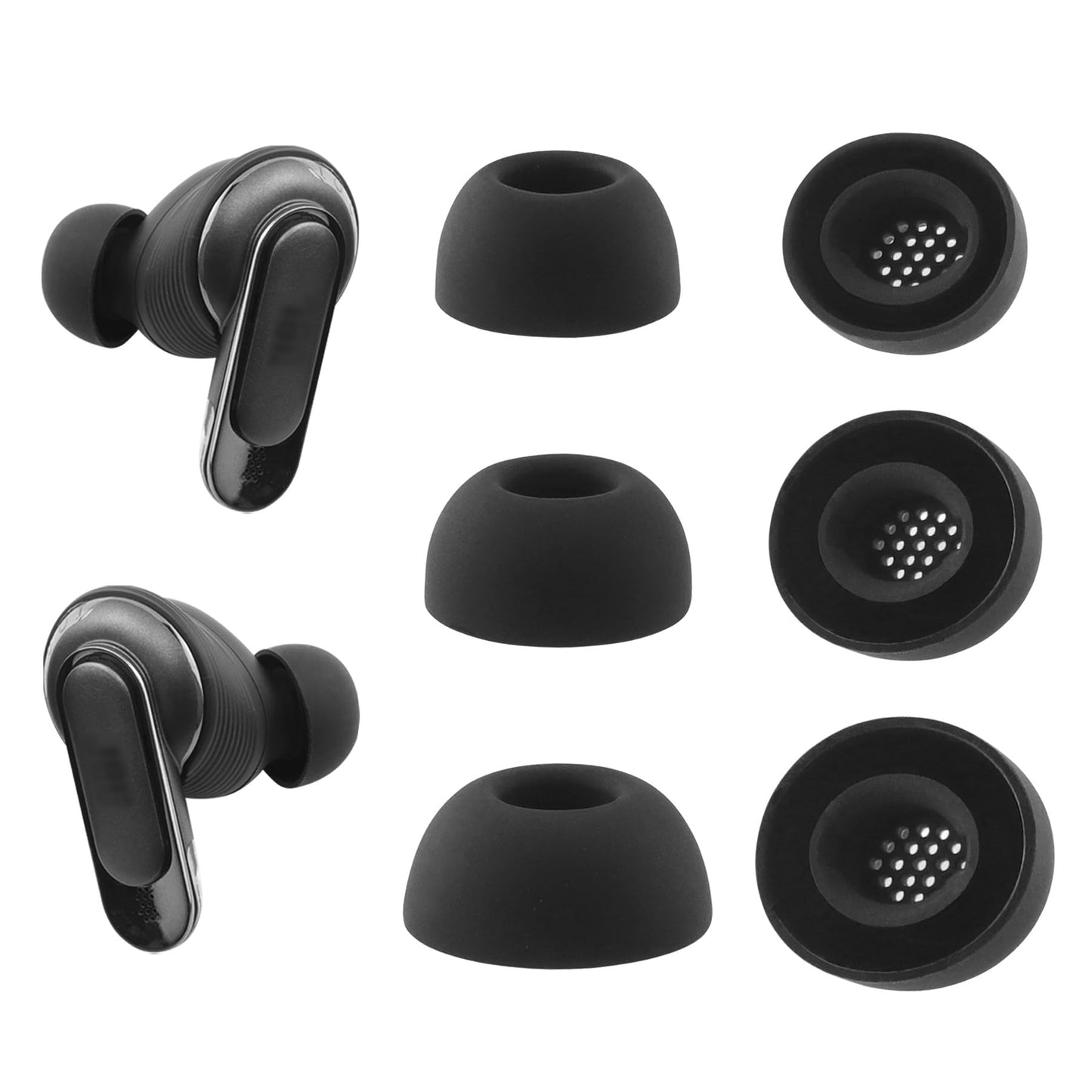 NANLANFAN Replacement Silicone Ear Tips for JBL Tour Pro 3 Wireless Earbuds, 3 Pairs (Black, S/M/L)