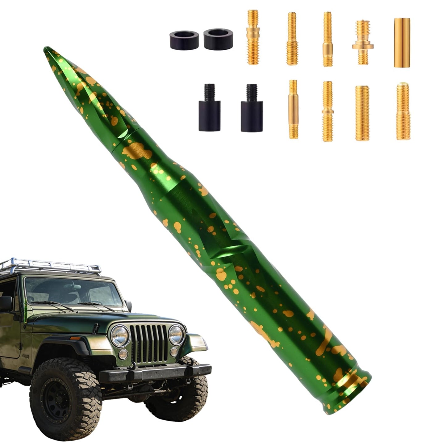 Starlight Spiral Aluminum Alloy Bullet Antenna 50 Caliber Bullet Shape Car Truck Antenna Truck Accessories Chevrolet, Silverado, Ford f150 and Many