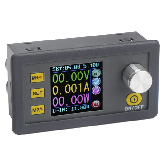 DROK DC Buck Converter Adjustable Color LCD Display, 6-55V to 0-50V 5A Step Down Converter Voltage Regulator Power Supply