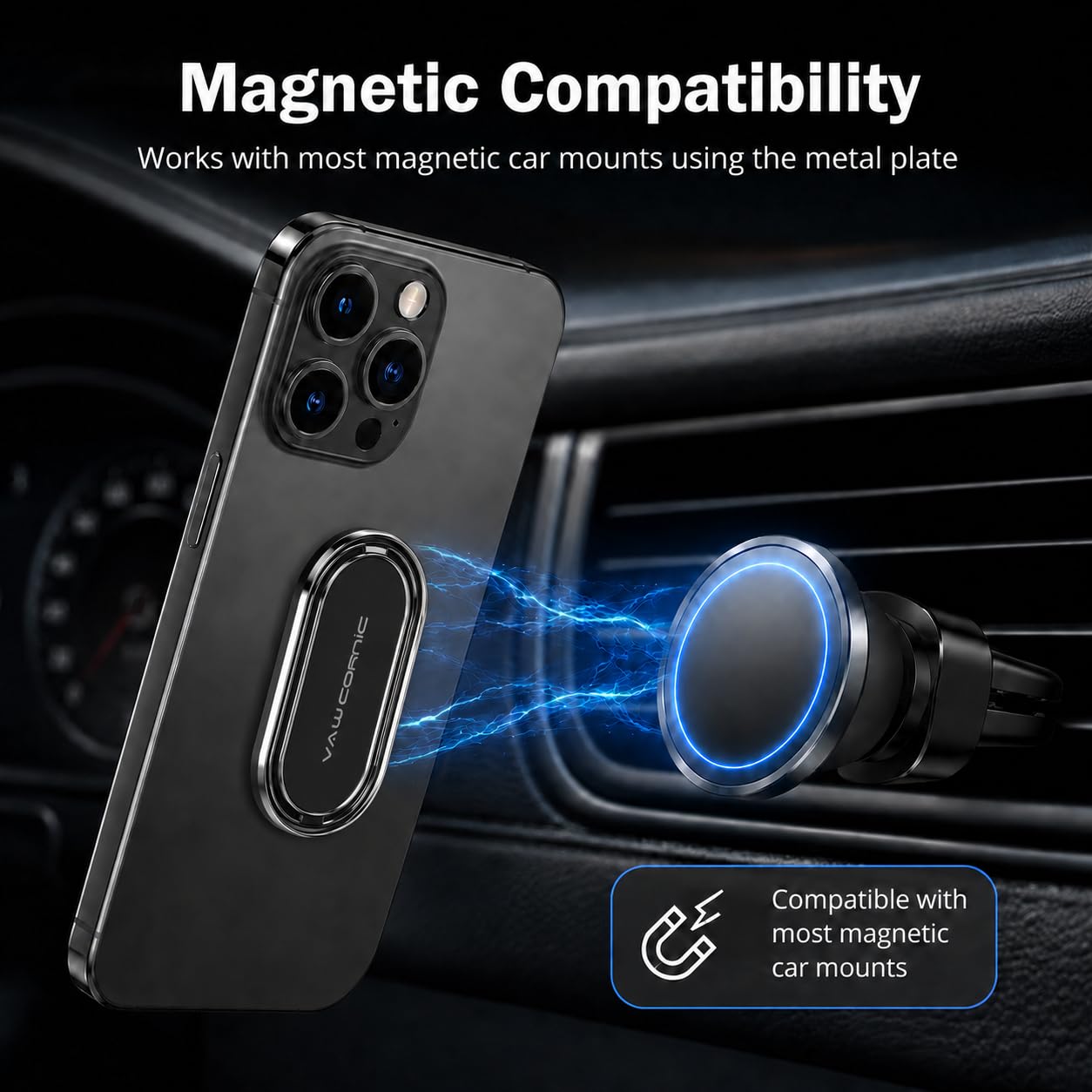 VAWcornic Phone Ring Holder Finger Kickstand, 540° Dual Direction Rotating Phone Grip for iPhone, Samsung, Huawei Smartphone, Tablet, Kindle, Switch