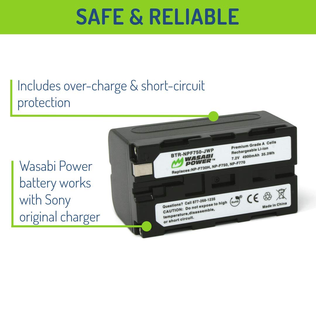 Wasabi Power Battery for Sony NP-F730, NP-F750, NP-F760, NP-F770 (4900mAh) and Sony CCD-TRV16, CCD-TRV201, CCD-TRV215, DCR-TRV110, DCR-TRV120