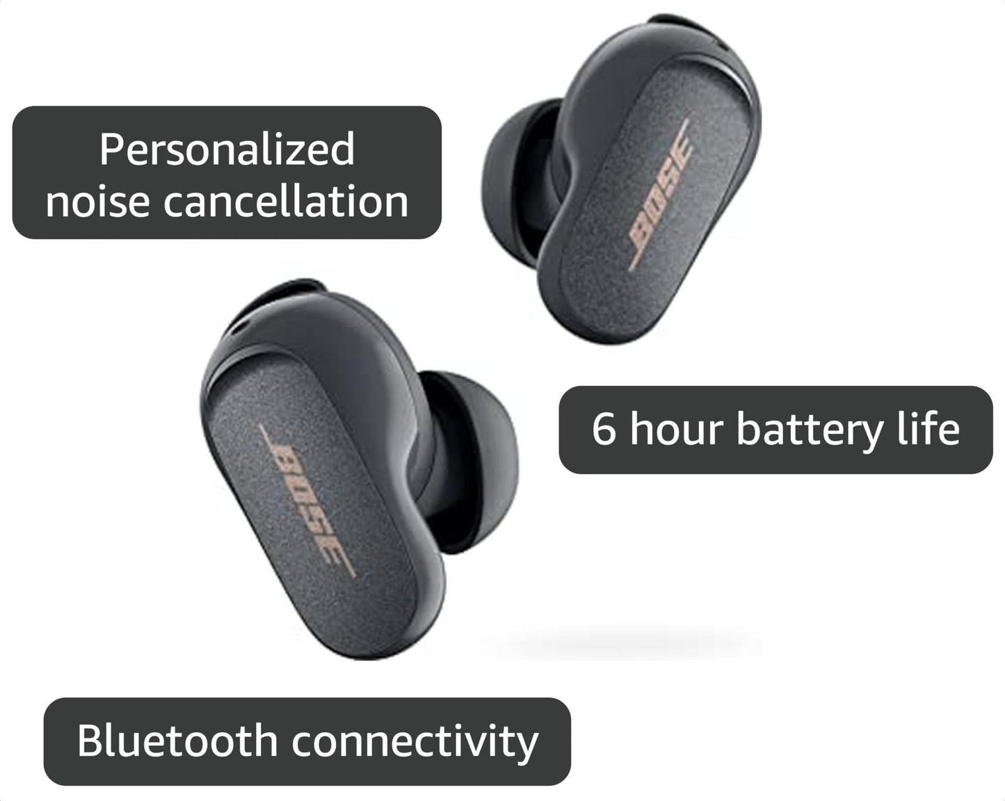 Bose QuietComfort Earbuds II, Wireless, Bluetooth, World’s Best Noise Cancelling In-Ear Headphones with Personalized Noise Cancellation & Sound