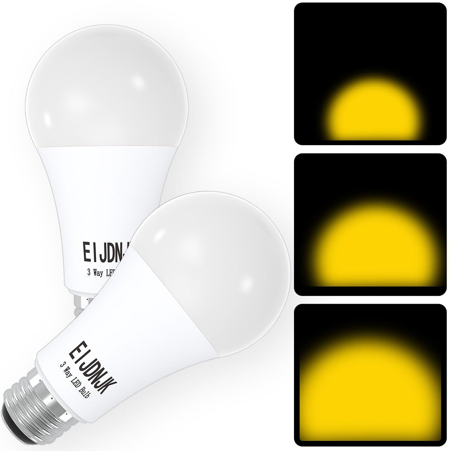EIJDNJK 3 Way LED Light Bulbs 30 70 100 W Equivalent Soft White 3000K 2-Pack,Three Way Light Bulbs A19 E26 Base, 3 Way Light Bulbs,E26 Base LED Light