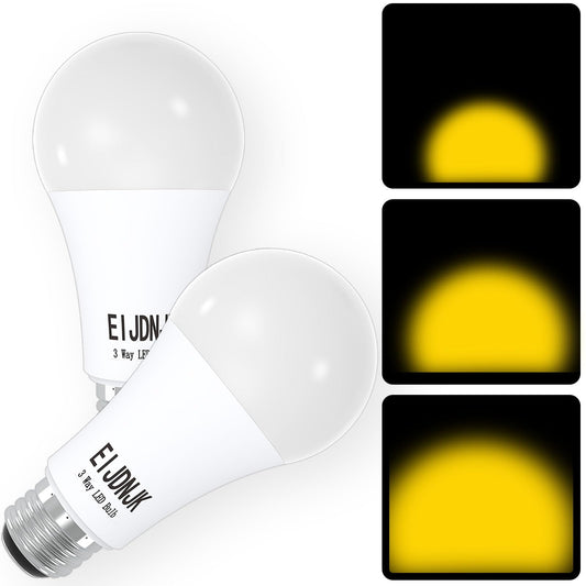 EIJDNJK 3 Way LED Light Bulbs 30 70 100 W Equivalent Soft White 3000K 2-Pack,Three Way Light Bulbs A19 E26 Base, 3 Way Light Bulbs,E26 Base LED Light