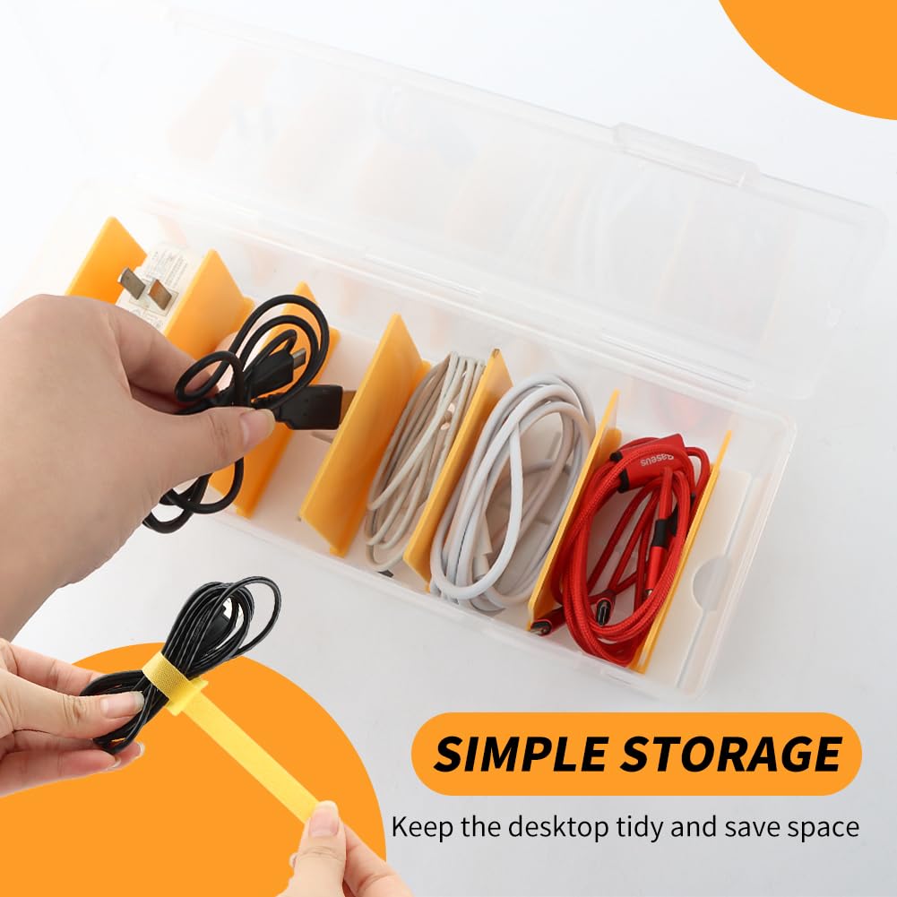 2 Pack Cable Organizer Storage Box with 20 Cable Ties For Drawer,Storage Box Digital Accessories Key Jewelry(Transparent)