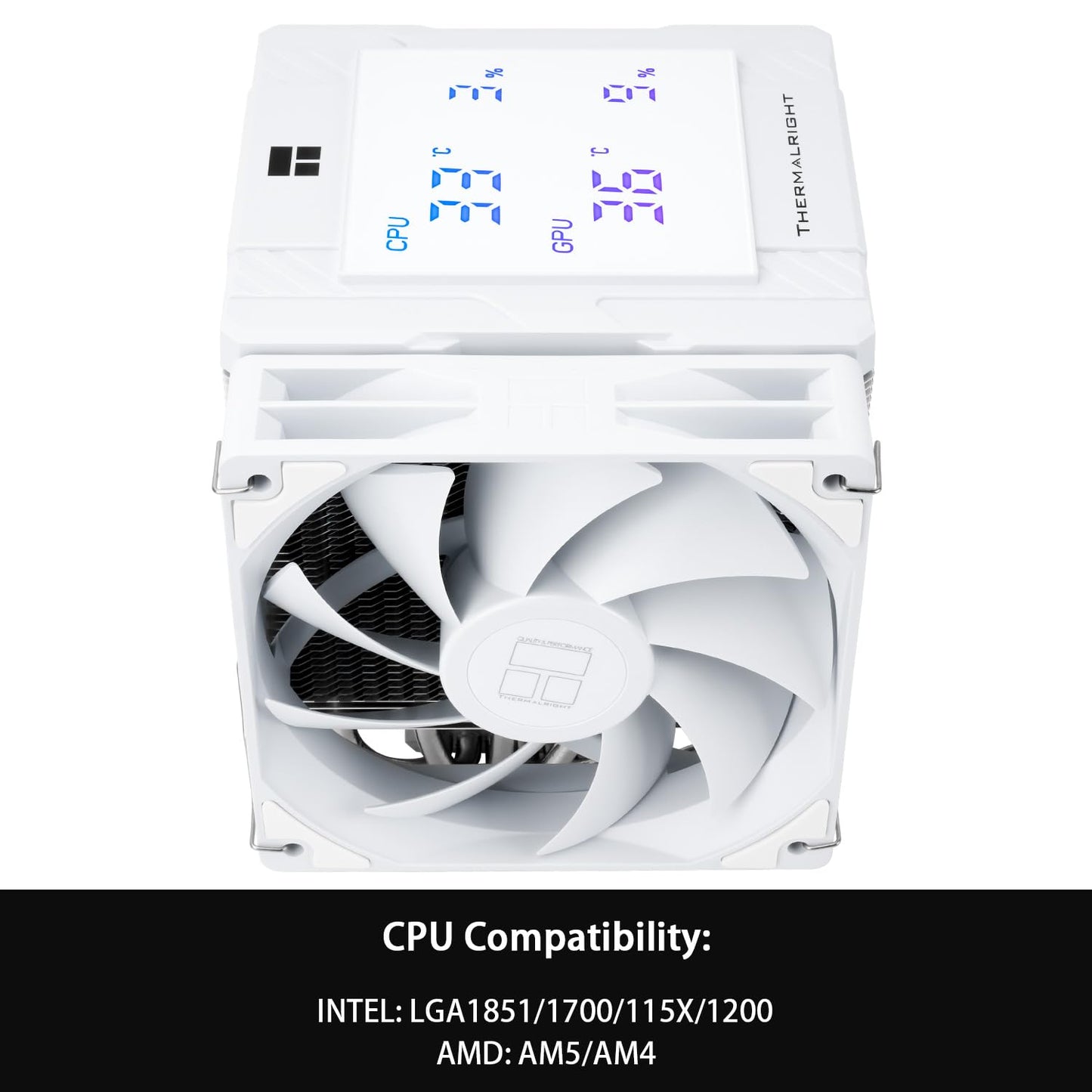 Thermalright Peerless Assassin 120 Digital White CPU Cooler, Dual Towers and Dual Fans Cooling, CPU Air Cooler, Digital Display Top Cover