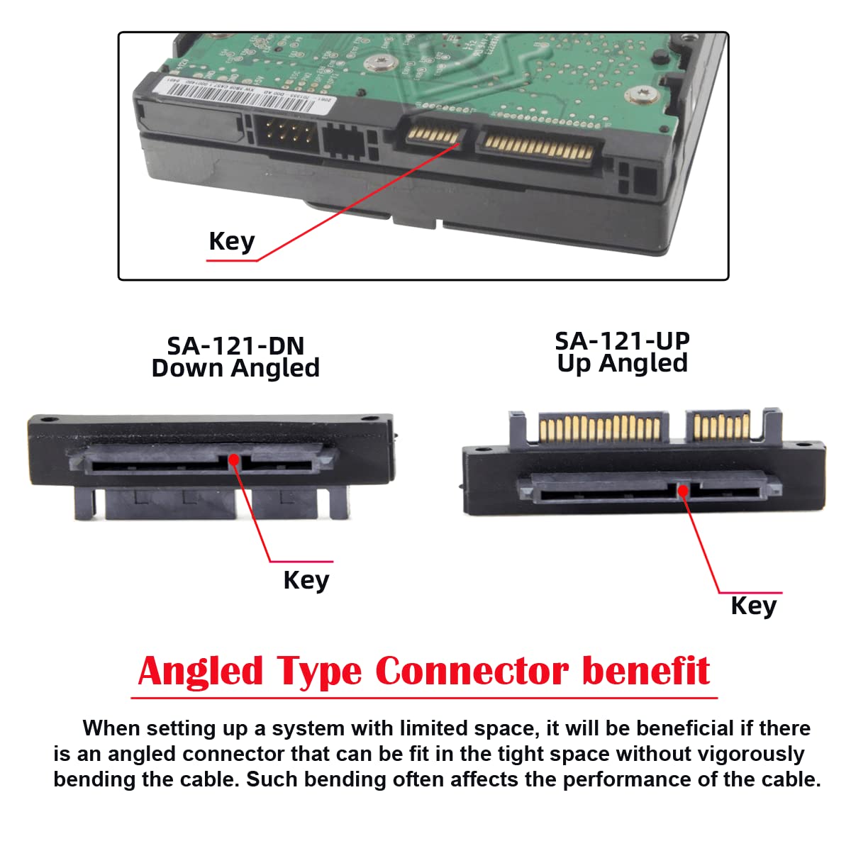 cablecc Right Angled 90 Degree SATA 22Pin 7+15 Male to SATA 22P Female Extension Convertor Adapter