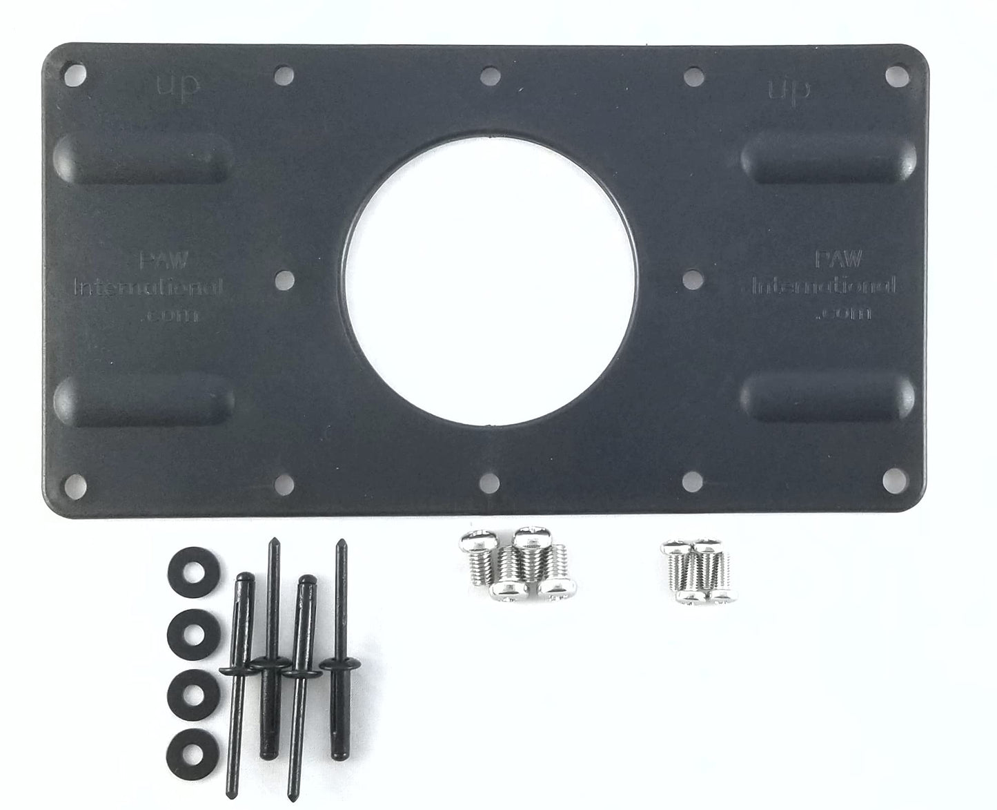 PAW International 200mm x 100mm Polymer RV TV Adapter KIT | with Tri-Fold Rivets, Washers, and TV Screws | can use with PAW Polymer or Steel TV