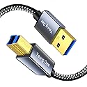 Yeung Qee USB 3.0 A to USB B Cable 3 ft,Nylon Braided USB 3.0 Cable Type A Male to B Male Printer Cable Compatible with Docking Station, External Hard