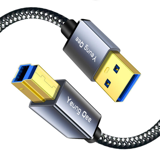 Yeung Qee USB 3.0 A to USB B Cable 3 ft,Nylon Braided USB 3.0 Cable Type A Male to B Male Printer Cable Compatible with Docking Station, External Hard