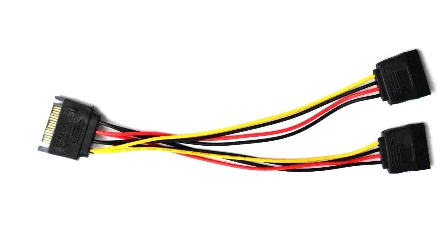Gametown Replacement 15 Pin SATA Male to 2 SATA Splitter Female Power Extension Cable Cord