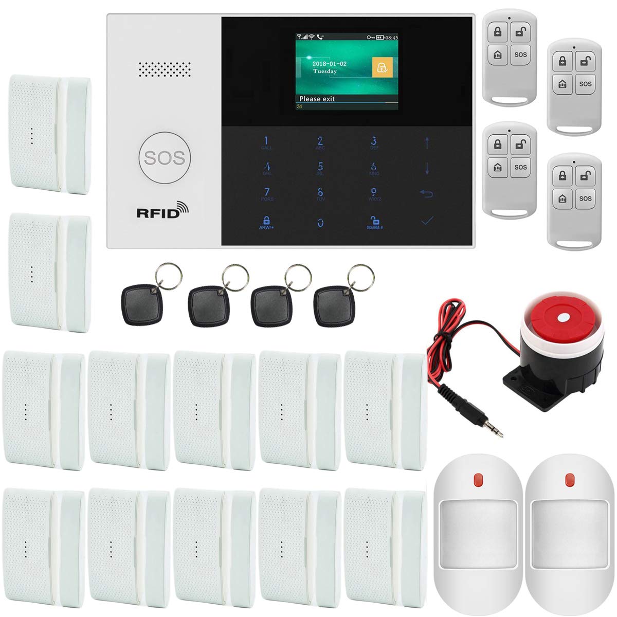 KEEPWORD WiFi IP Cloud GSM Tuya Wireless Intelligent Home Office Security Alarm Burglar Anti-Theft System,RFID Access,Auto Dialer,Touch Keypad
