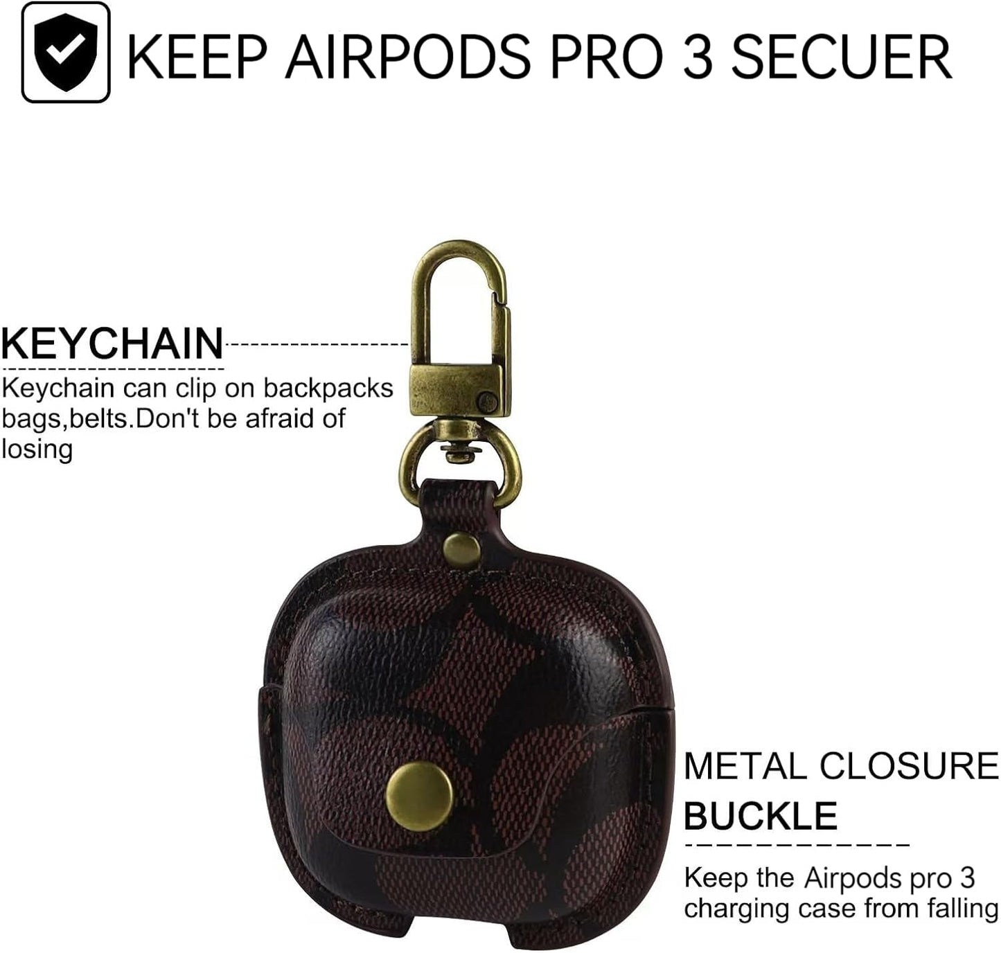 for AirPods Pro 3 Case, Cute Leather Full Body Shockproof Protective Drop Protection Cover for AirPods Pro 3nd Generation (B)