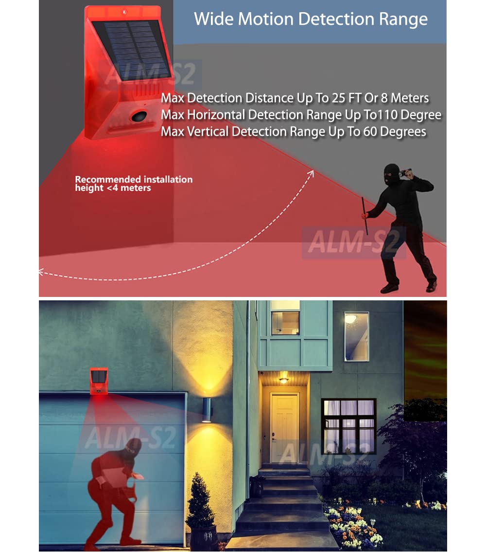 Solar-Powered Outdoor Motion Sensor Alarm with IR Remote Control