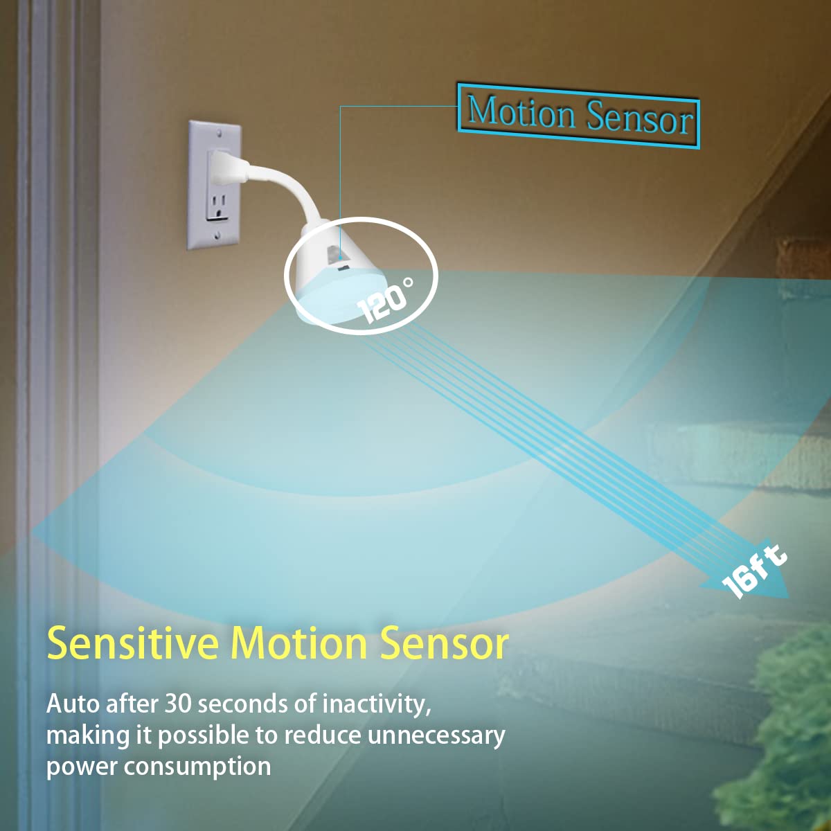 eyesfon Plug in Motion Sensor Night Light, LED Infrared Sensor Light 6W Light AC 85-265V PIR Infrared Sensor Motion Detector Light Bulb Lamp (White