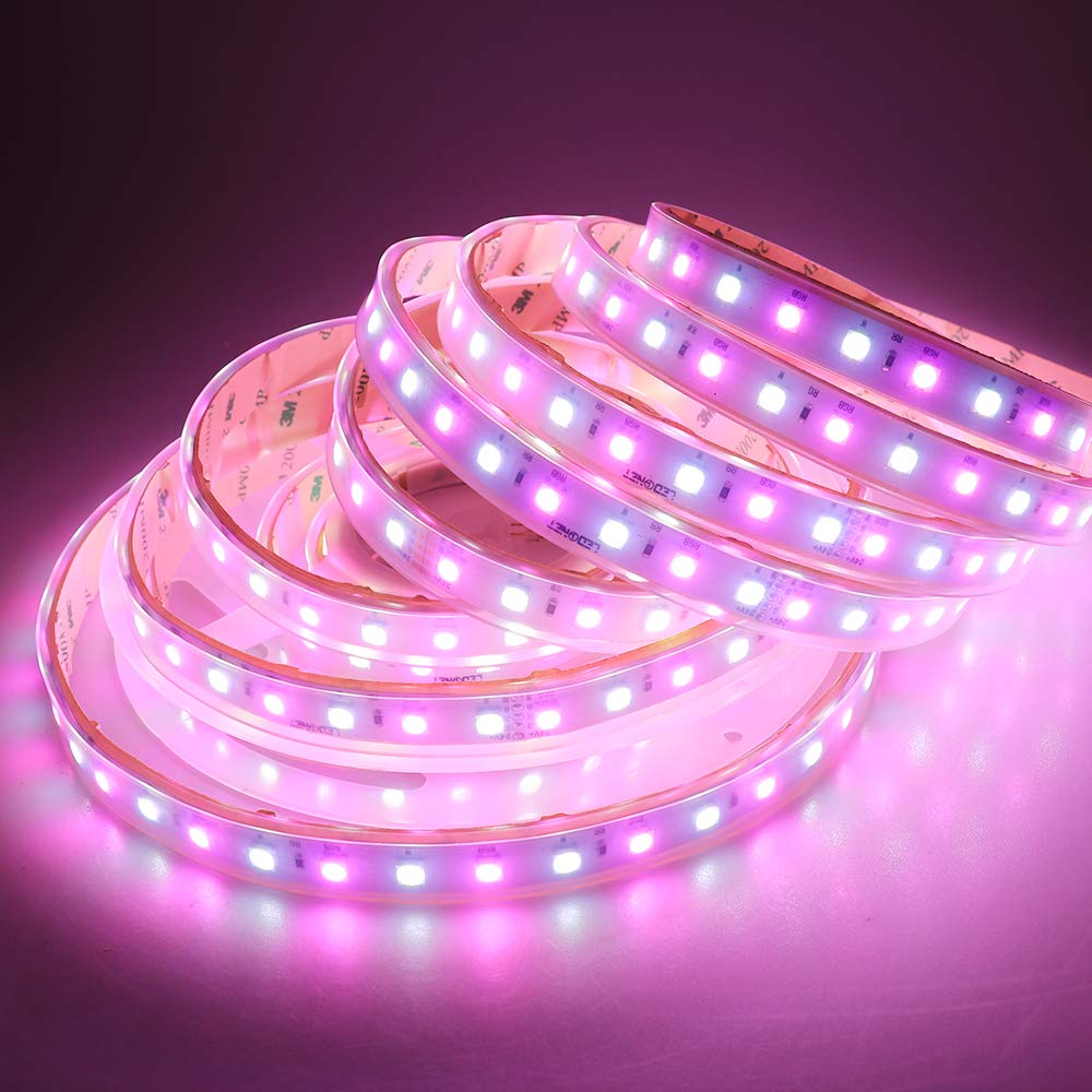 LEDENET 5050 SMD RGB+Cold White LED Strip Lights 6000K-6500K Daylight Bright LED Tape Light DC 24V 360LEDs 16.4ft Outdoor Waterproof IP67 for Wedding