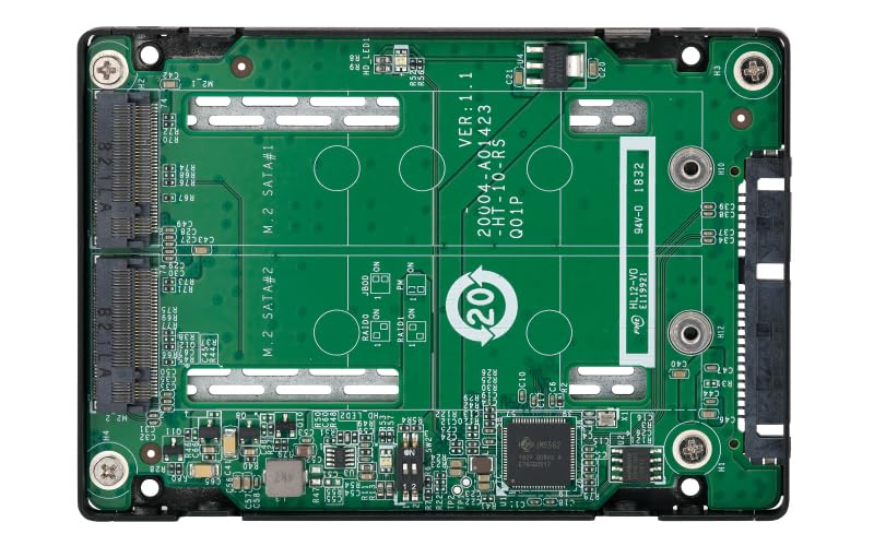 Qnap Systems 6.35 cm 2.5 Inch SATA to Dual M.2 2280 SATA Drive Adapter Hardware RAID 0/1 JBOD Individual Disk Modes, QDA-A2MAR