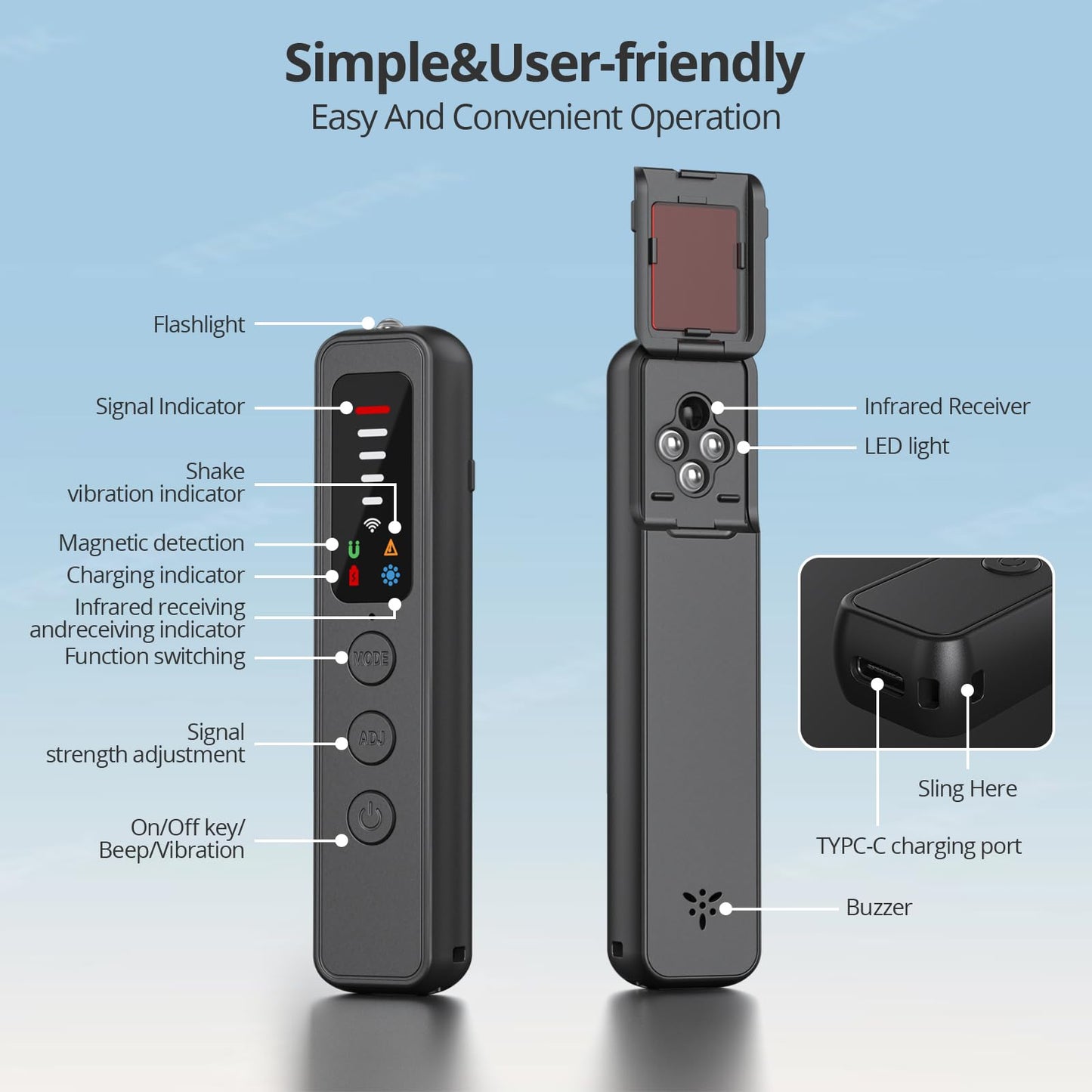 Souhpyh Hidden Camera Detector, Spy Camera Detectors - AI-Powered Anti-Spy Device, GPS Tracker & Bug Detector, Portable RF Signal Scanner for Hotels