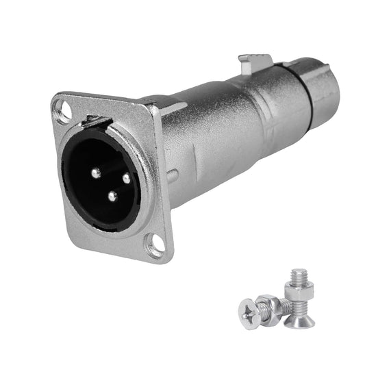 3-Pin XLR Male to Female Panel Mount Connector - Durable Microphone Adapter Coupler with Feedthrough Mount Socket, Ideal for Mixers and Audio Devices