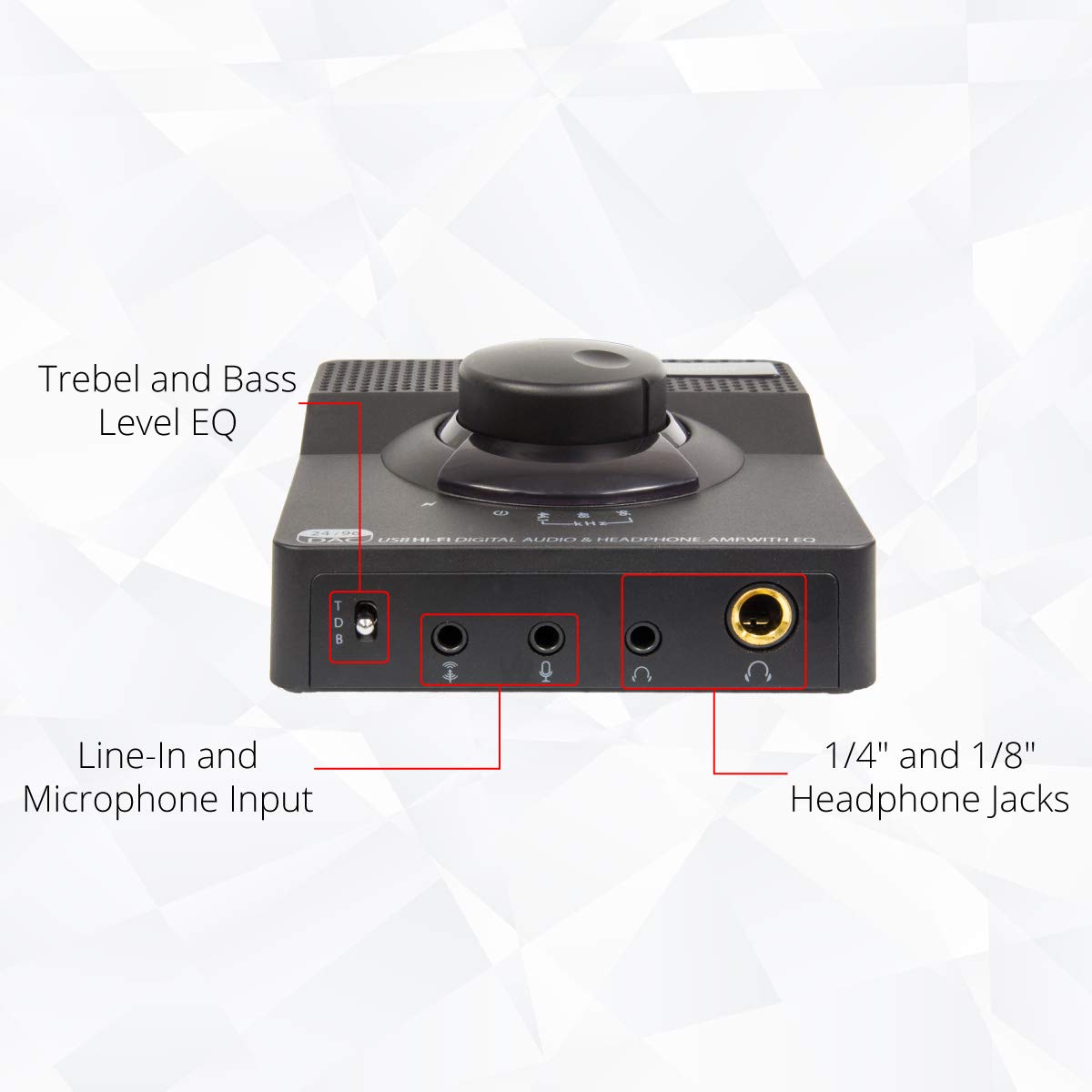 Syba Sonic 24bit 96KHz USB DAC Stereo Headphone Amplifier 2 Stage EQ Digital/Coaxial Output and RCA Output SD-DAC63116