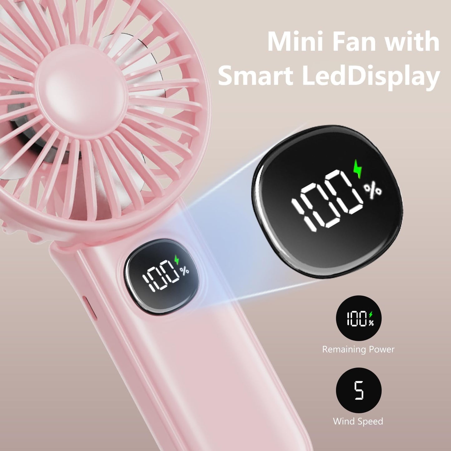 xigmer Portable Fan, 2-Pack Small Handheld Travel Fans, Pink & Purple