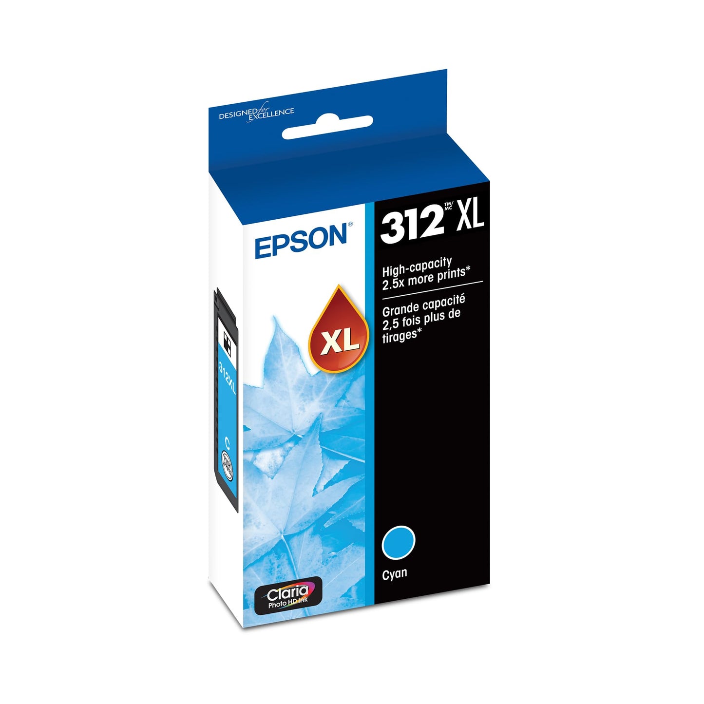 EPSON 312 Claria Photo HD Ink High Capacity Cyan Cartridge (T312XL220-S) Works with Expression XP-850, 8600, 8700, 15000