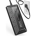 Surge Protector Power Strip with USB Ports, 12 Outlets 2 USB-C 2 USB-A, 6 Ft Flat Plug Extension Cord, Multi Plug Outlet as Charging Station for Desk