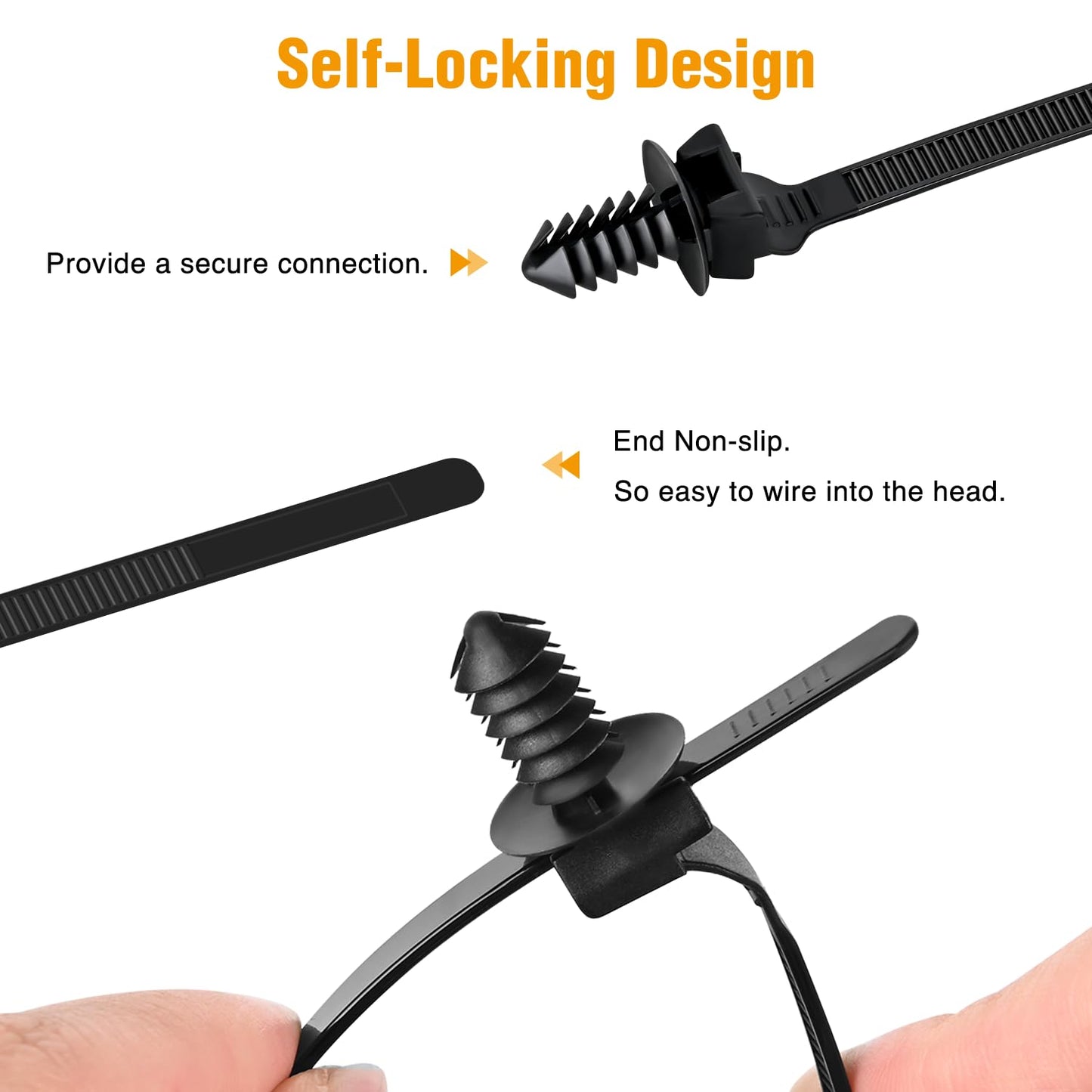 GOOACC Push Mount Cable Zip Ties Heavy Duty Nylon Push Mount 4 Popular Sizes Self Locking Cable Strap Assortment for Indoor Outdoor Wire Tying