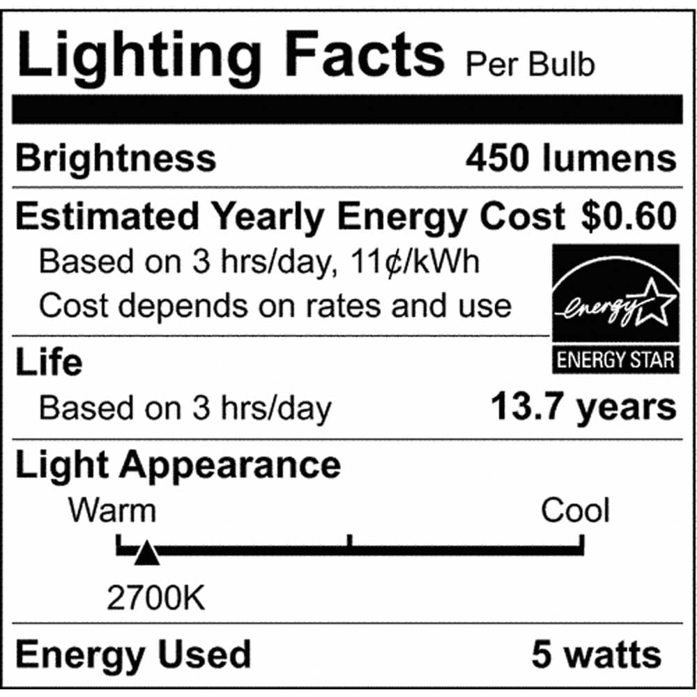 Satco S21855 5 Watt BT15 LED Bulb, White, Medium Base, 2700K, 450 Lumens, 120 Volt
