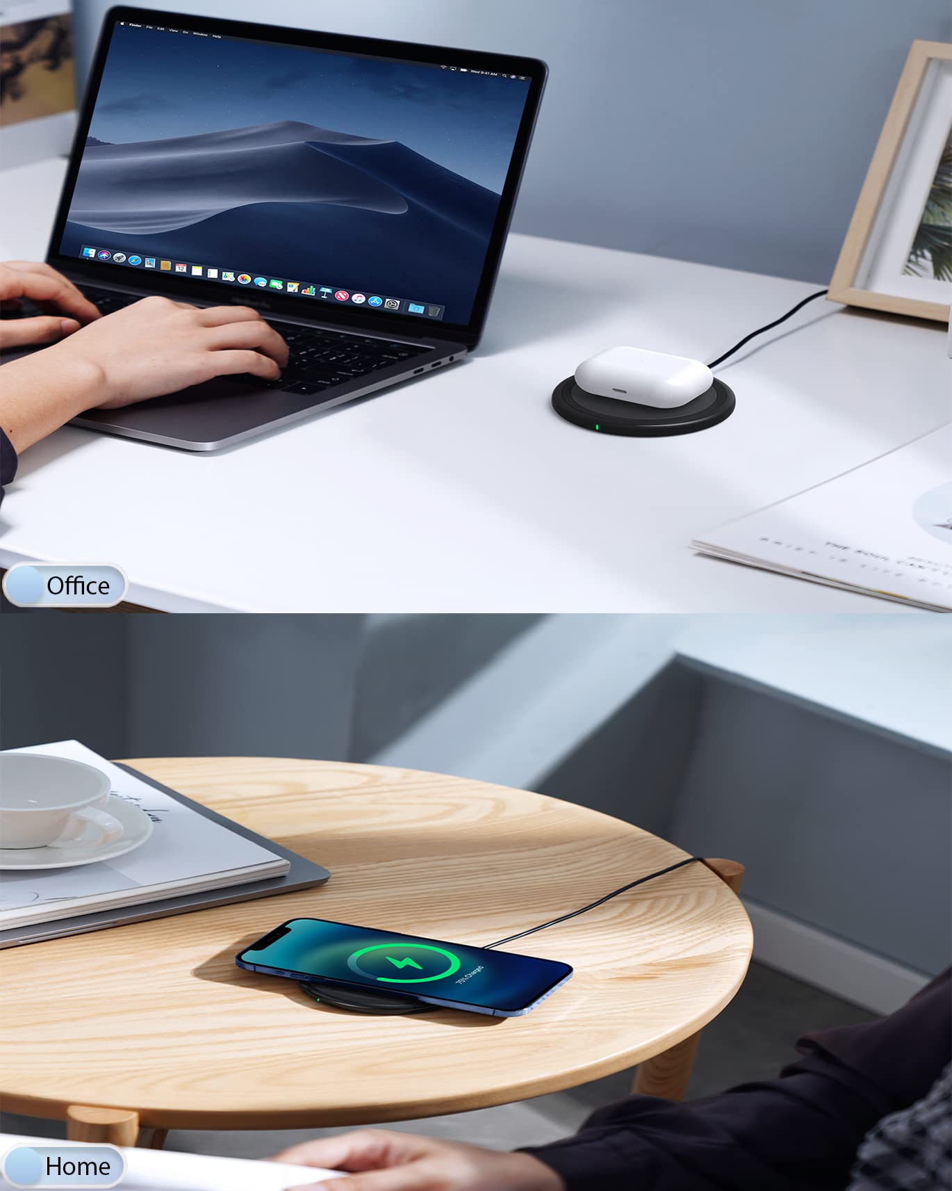 COKOEYE Wireless Charger, 15W Max Fast Wireless Charging Pad 2-Pack Compatible with iPhone 17/17 Air/17 Pro/17 Pro Max/16/15/14/13/12/Samsung