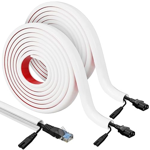 Tatuo 2 Pcs Silicone Wall Wire Hider, 10 ft Each, Self-Adhesive Flexible Cord Hider Wall, Side Open Wire Covers Cable Concealer for Mounted TV, Home