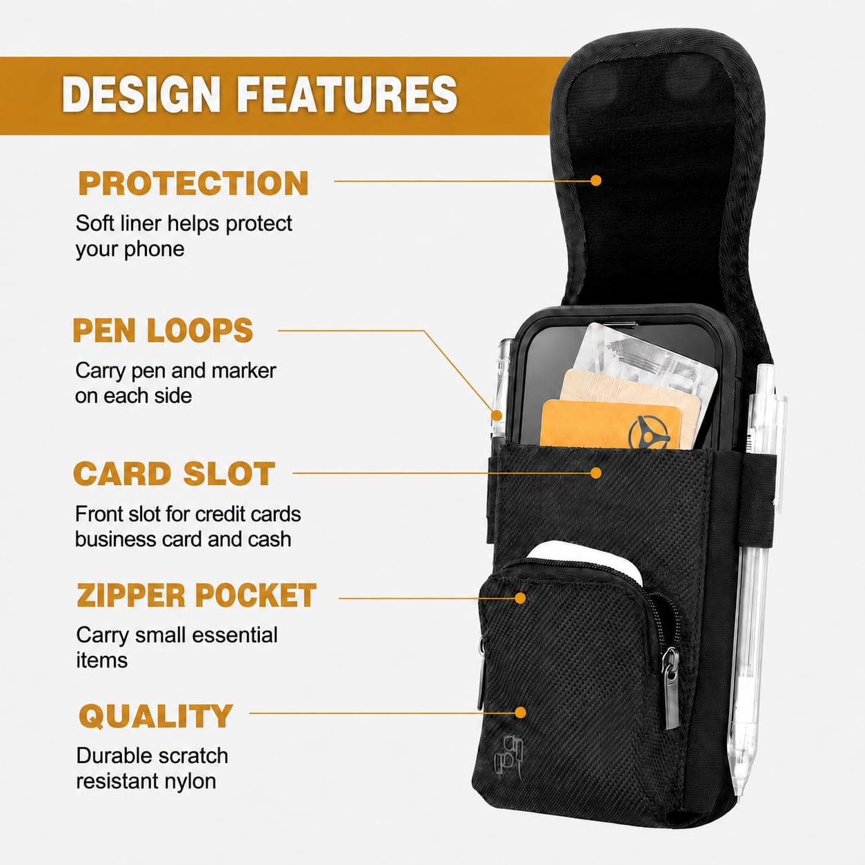 Perilogics Phone Holster for Men, Cell Phone Pouch with Metal Clip and Magnetic Closure, Belt Phone Holder Fits iPhone 17/16/15/14/13/12 Pro Max/Plus