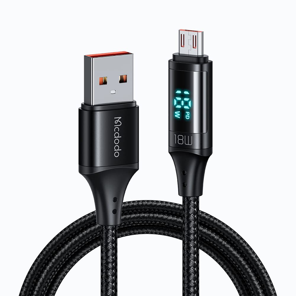 mcdodo [ Micro USB Nylon Braided Sync Charge USB Data 4FT/1.2M Cable Compatible Samsung/HTC/MP3 More (Micro Black, 4FT/1.2M)