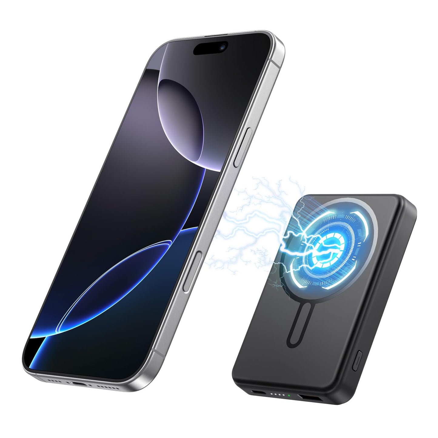 Aterob for Magsafe Portable Charger 5000mAh, Slim Magnetic Battery Pack, 15W Wireless Magnetic Battery Pack, 20W PD Fast Charging, Magnetic Power Bank