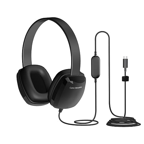 Cyber Acoustics USB Stereo Headphones for PCs and Other USB Devices in The Office, Classroom or Home (ACM-6005C)